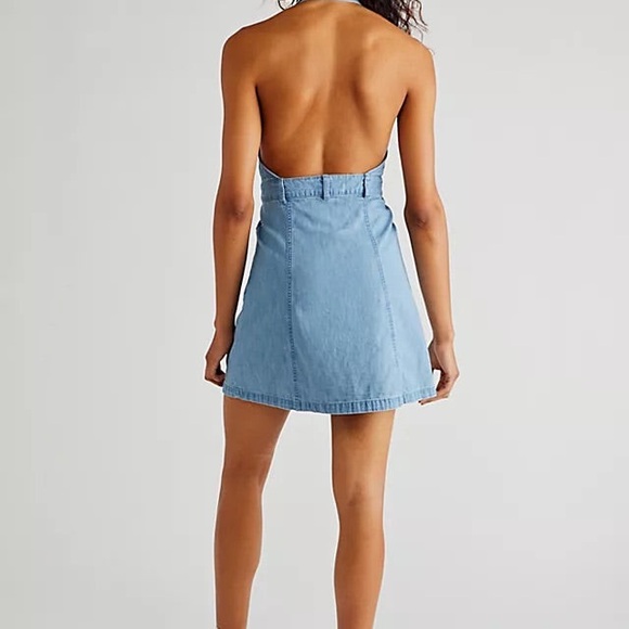 Free People Blue Backless Denim Dress - Picture 3 of 5
